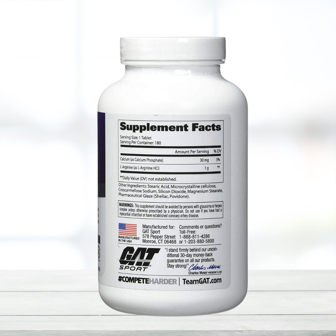 GAT L-Arginine 180 Tablets - Boost Performance | Scan & Verify