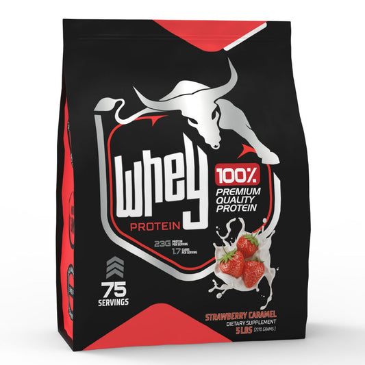 Bull Pharm Whey Protein Powder 5lbs 75 Servings Strawberry Caramel Flavor