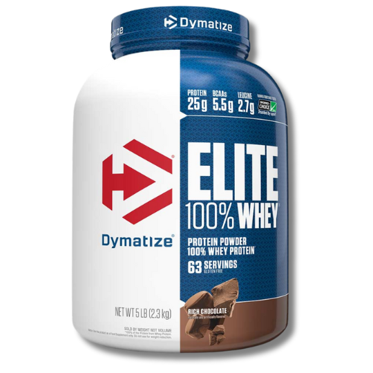 Dymatize Elite 100% Whey Protein, 5 lbs Rich Chocolate By Muscle House Scratch & Verify - The Muscle Kart.com