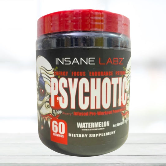 Insane Labz Psychotic Infused Pre Workout With Scratch & Verify 60 Servings Watermelon Flavor