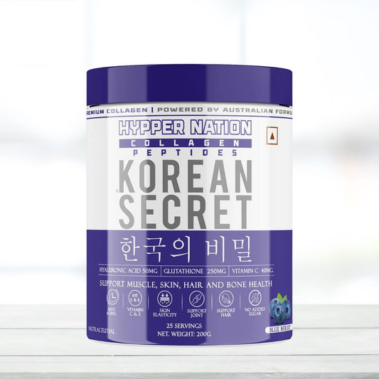 Hypper Nation Korean Secret - Premium Collagen | 200g (25 Servings) | Blueberry Flavor