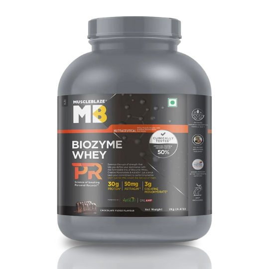 MuscleBlaze Biozyme Whey PR, 2 kg (4.4 lb), Chocolate Fudge Flavor