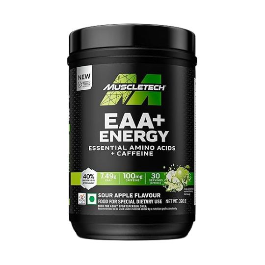 MuscleTech Eaa + Energy | Essential Amino Acids 30 Servings Sour Apple Powder